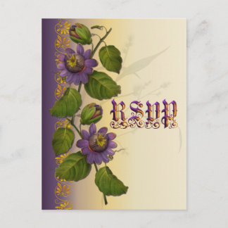Invitation Carte Postale Suite Mariage Passionflower violet RSVP