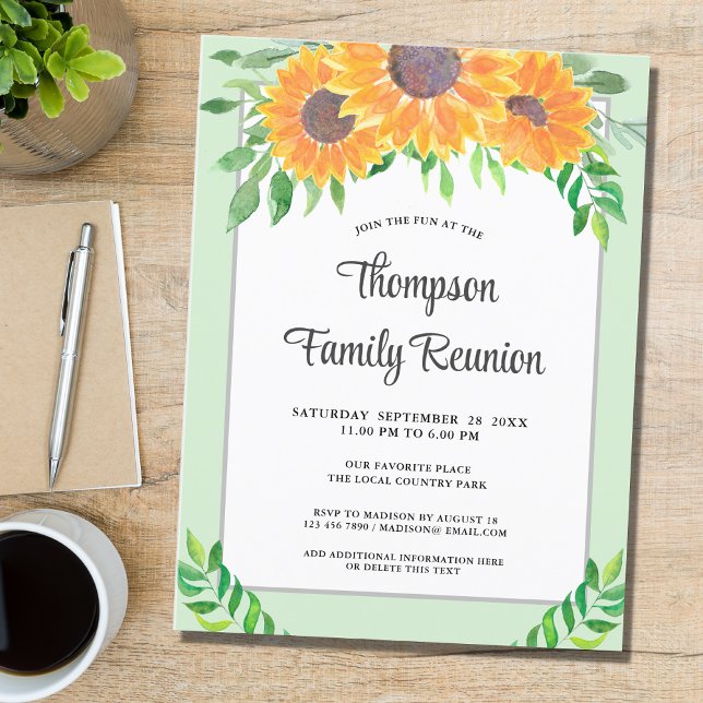 Invitation Carte Postale Sunflower Reunion familiale (Créateur téléchargé)