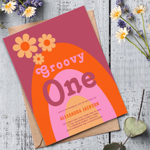 Invitation Carte Postale Super One Retro Boho 1er anniversaire