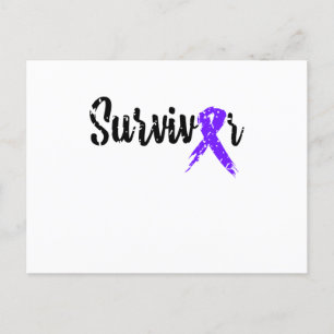 Invitation Carte Postale Survivante Violet Ruban Noir Sensibilisation au ca