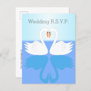 Invitation Carte Postale Swans Design Wedding RSVP
