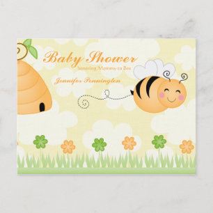 Invitation Carte Postale Sweet dessin animé bumble abeille baby shower invi