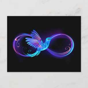 Invitation Carte Postale Symbole de Neon Infinity par Glowing Hummingbird