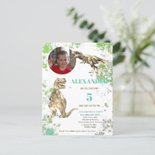 Invitation Carte Postale T rex 5e anniversaire fête Tyrannosaurus Photo