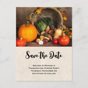 Invitation Carte Postale Table Thanksgiving Bountiful Harvest Enregistrer l
