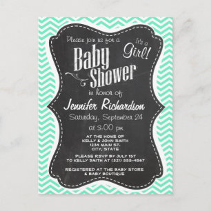 Invitation Carte Postale Tableau vintage; Aquamarine Chevron; zig zag