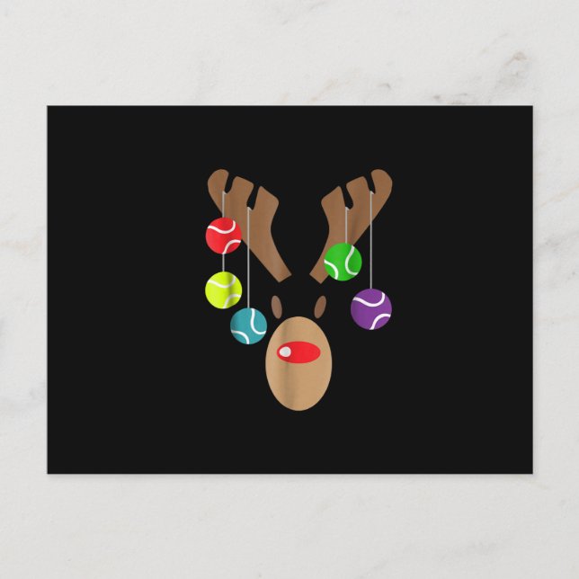 Invitation Carte Postale Tacky Christmas Tennis Reindeer With Tennis Ball (Devant)