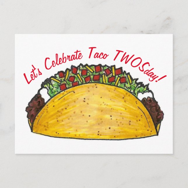 Invitation Carte Postale Taco TWOSday Mardi 2ème Anniversaire Fiesta (Devant)