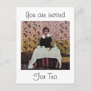 Invitation Carte Postale Tea Time pour un petit garçon victorien Vintage