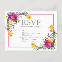 Technicolor tendance Boho mariage floral RSVP