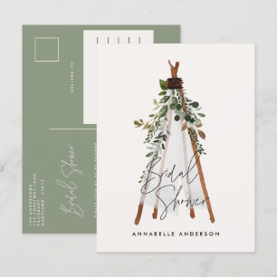 Invitation Carte Postale Teepee feuillage moderne jardin bohème élégant