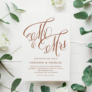 Invitation Carte Postale Terracotta M. et Mme Rustic Calligraphy Mariage