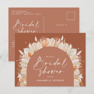 Invitation Carte Postale Terracotta pampas herbe moderne nuptiale douche ch