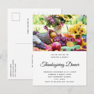 Invitation Carte Postale Thanksgiving Holiday Autumn Harvest Table