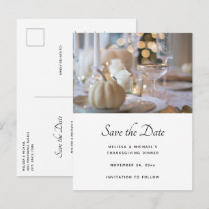 Invitation Carte Postale Thanksgiving Table Elegant Setting Enregistrer la 