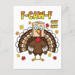 Invitation Carte Postale Thanksgiving Turkey Cawing F-Caw-F