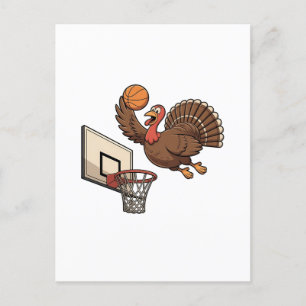 Invitation Carte Postale Thanksgiving Turquie Dunking Basketball Funny