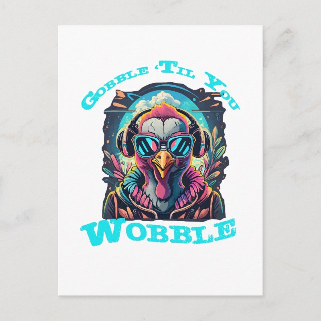 Invitation Carte Postale Thanksgiving Turquie Wobble (Devant)