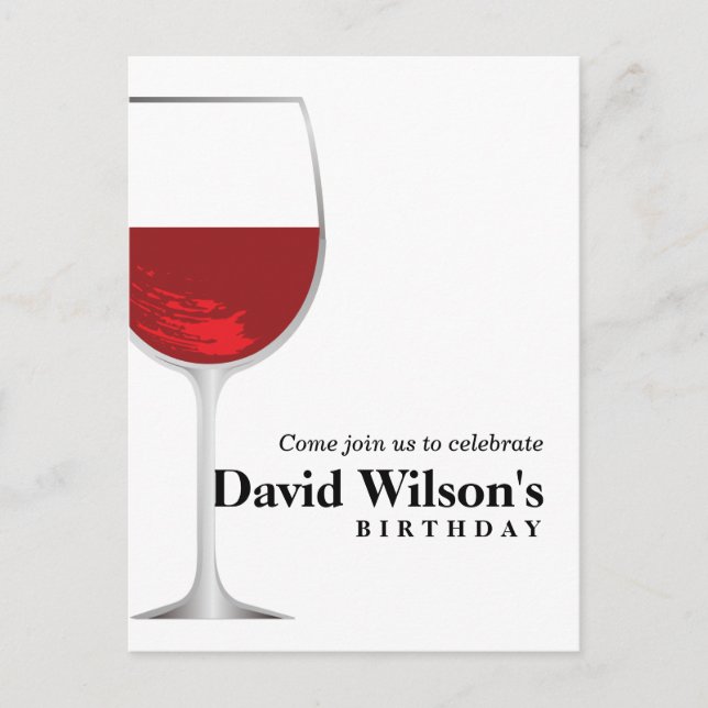 Invitation Carte Postale thème du vin, anniversaire des hommes (Devant)