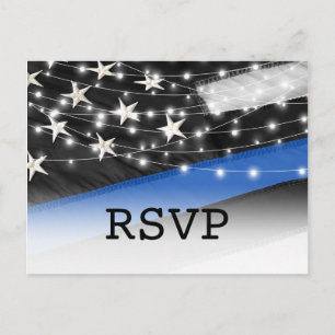 Invitation Carte Postale Thin Blue Line   Police Force RSVP