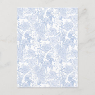 Invitation Carte Postale Toile Florale Victorienne en Bleu de Wedgewood