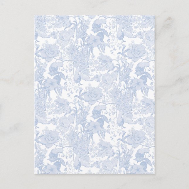 Invitation Carte Postale Toile Florale Victorienne en Bleu de Wedgewood (Devant)