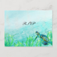 Tortue de mer Océan Plage Art Élégant Mariage RSVP