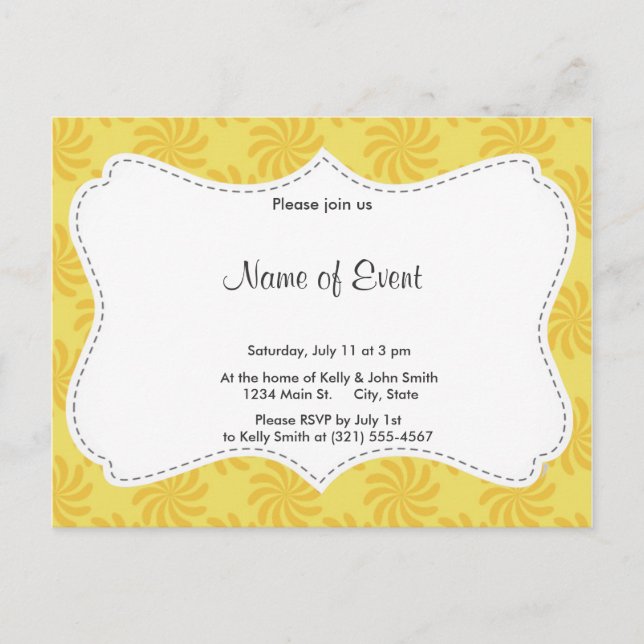 Invitation Carte Postale Tourbillon orange jaune; Tourbillons printaniers (Devant)