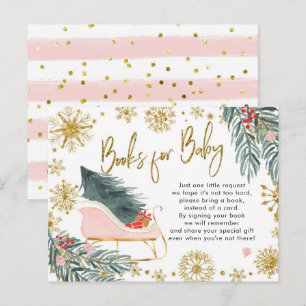 Invitation Carte Postale Traîneau rose oh quelle joie Livres d'hiver pour b