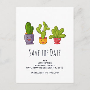 Invitation Carte Postale Trois cactus mignons dans des pots à fleurs Enregi