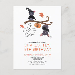 Invitation Carte Postale Trop mignon pour parler d'aquarelle chauves-souris
