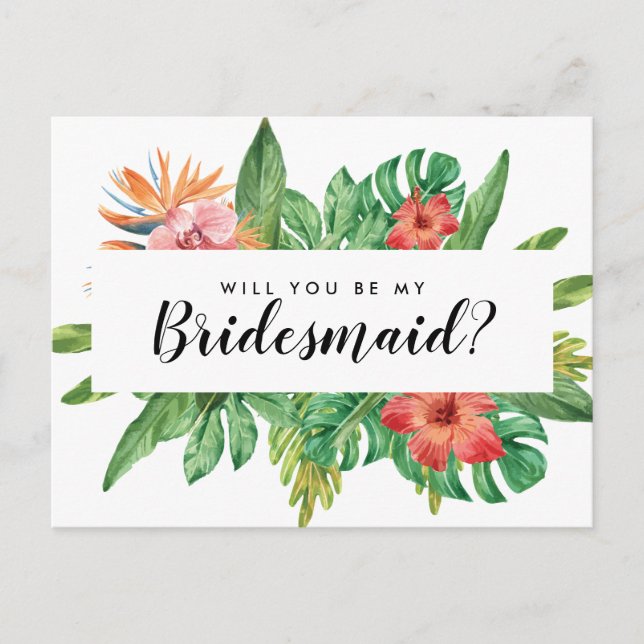 Invitation Carte Postale Tropical Trendy Serez-Vous Mon Mariage D'Épouse (Devant)