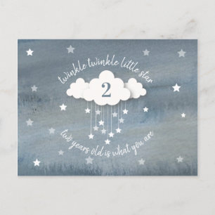 Invitation Carte Postale Twinkle Twinkle Little Star Aquarelle Anniversaire