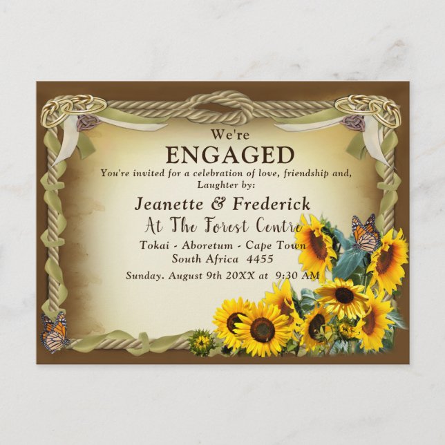Invitation Carte Postale Tying the Knot Celebration Fiançailles (Devant)