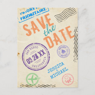 Invitation Carte Postale Typographie Des Timbres D'Aéronefs vintages Enregi