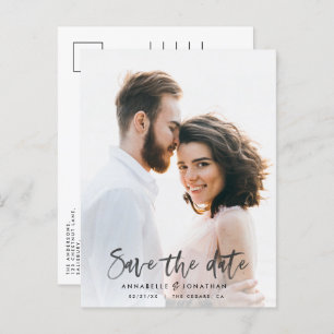 Invitation Carte Postale Typographie moderne de scénario d'aquarelle mariag