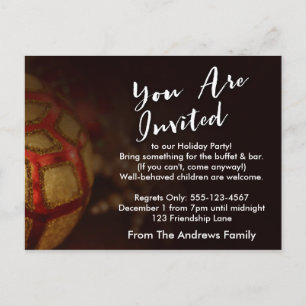 Invitation Carte Postale Typographie "You Are Invité" avec photo Rouge & Or