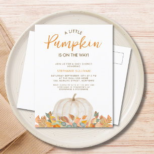 Invitation Carte Postale Un Petit Citrouille est en route Baby shower