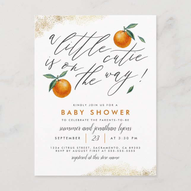 Invitation Carte Postale Un Petit Cutie Se Trouve Sur Le Chemin Du Baby sho (Devant)