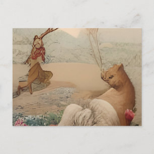 Invitation Carte Postale un tableau d'une femme et de deux animaux
