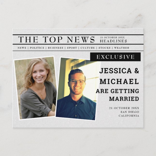 Invitation Carte Postale Un titre unique amusant Photo Enregistrer la date (Devant)