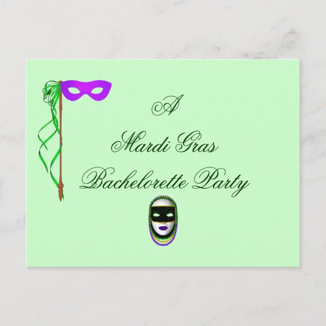 Invitation Carte Postale "Une Mardi Gras Bachelorette Party" (Devant)