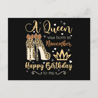 Invitation Carte Postale Une reine est née en novembre Joyeux Anniversaire