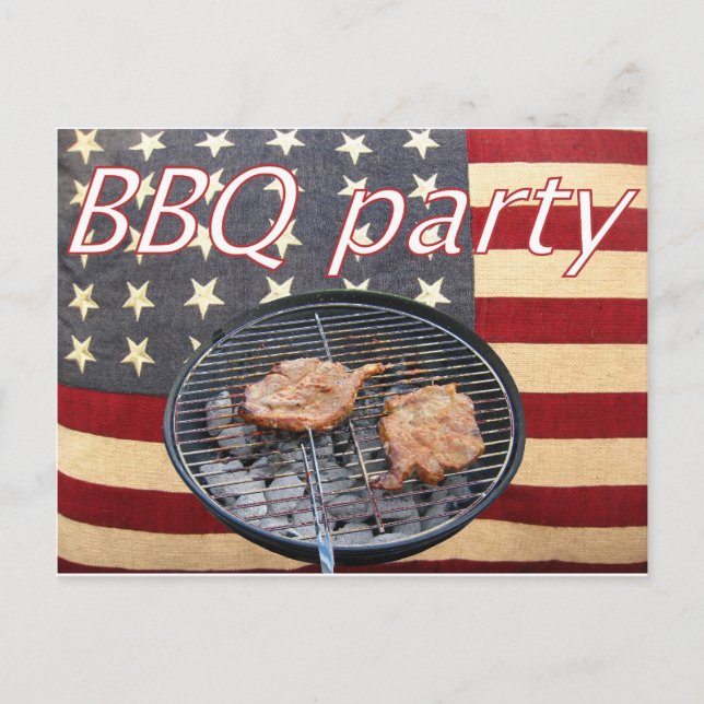 Invitation Carte Postale Une soirée barbecue américaine (Devant)