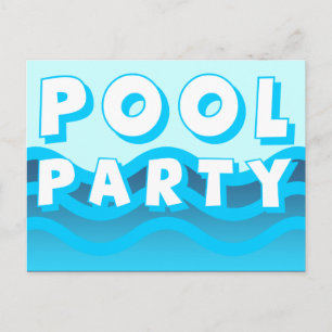 Invitation Carte Postale vagues de la piscine