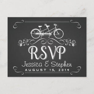 Invitation Carte Postale Vélo Tandem RSVP pour 2 tableau de bord Réponse