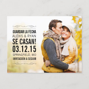 Invitation Carte Postale Vendimia elegante salva (ahorra) la tarjeta