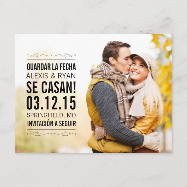 Invitation Carte Postale Vendimia elegante salva (ahorra) la tarjeta (Devant)