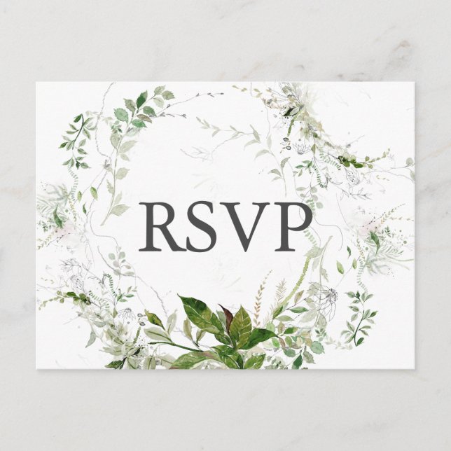 Invitation Carte Postale Verdure botanique Mariage moderne RSVP (Devant)