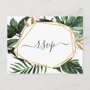Invitation Carte Postale Verdure moderne Mariage tropical RSVP